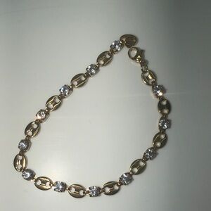 Gold-Tone Crystal Link Bracelet - Elegant Women's Jewelry